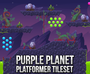 Purple Planet - Platformer Game Tile Set