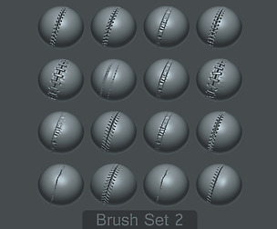 16 Custom Seam/Stitch brushes for zBrush SET #2