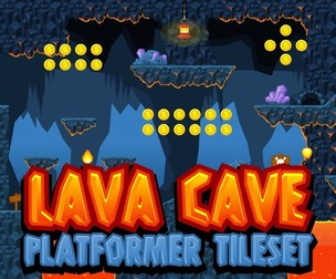 Lava Cave - Platformer Game Tile Set