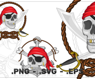 Vector Design Of Pirate Skull With Ropes