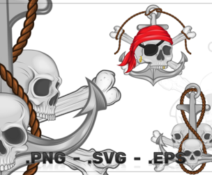 Pirate Skull Vector Design With Anchor