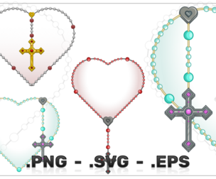 Heart Shaped Rosary Vector Design