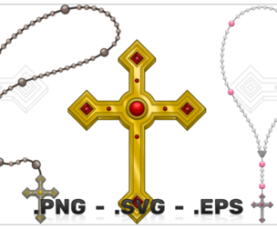 Rosary Vector Design Used For Christian Prayer