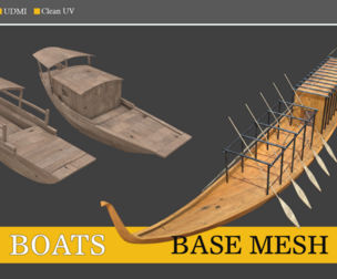 15 Base Mesh Wooden Boats- Vol01