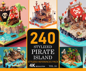 Stylized pirate island