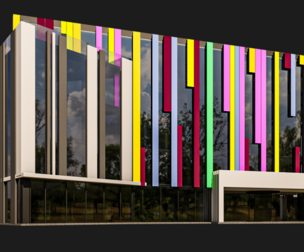 Office Building With Colored Panels