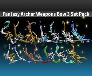 Fantasy Archer Weapons Bow 3 Set Pack