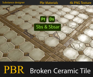 Broken Ceramic Tiles | Sbs and Sbsar & Textures |