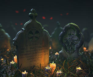 Photogrammetry Tombstones and Halloween Scene