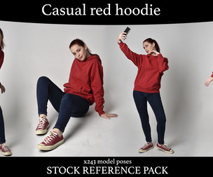 Casual red Hoodie - Stock model Reference pack