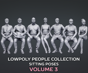 Lowpoly People Sitting Pack Volume 3