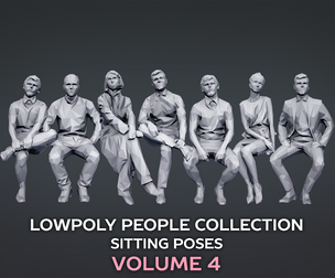 Lowpoly People Sitting Pack Volume 4