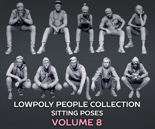Lowpoly People Sitting Pack Volume 8