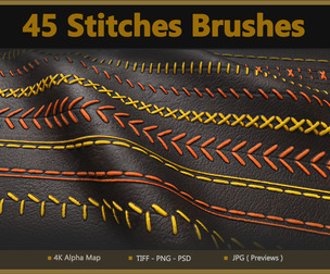 45 Seam & Stitch Brushes & Alpha