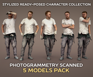 Worker in a White T-shirt model pack