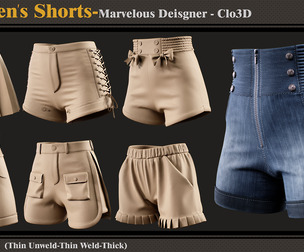 6 Women Shorts-MD-Clo3D-ZPRJ - FBX - OBJ