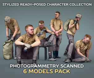 Worker in a Sand T-Shirt model pack