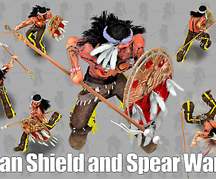 2D Indian Shield and Spear Warrior