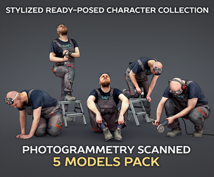 Bald Worker in Overalls model pack