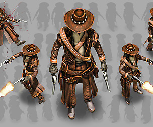 2D cowboy with Two Guns