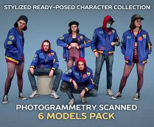 Guy and Girl in blue bomber jacket model pack