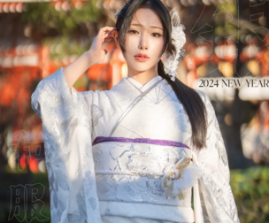 Fashion Shoots Modeling New year Silver Kimono cosplay HaneAme