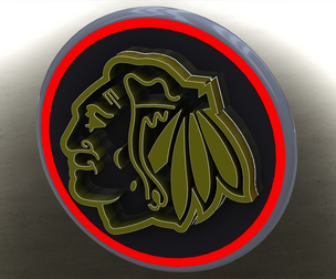Chicago Black Hawks with Round Framed