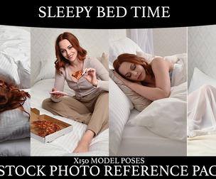 Sleepy Bed Time - Stock Model Pose Reference Pack