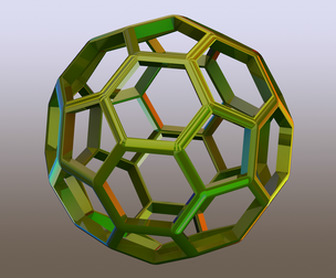 Wireframe Shape Truncated Icosahedron