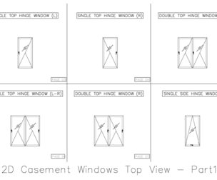 2D Casement Windows Top View