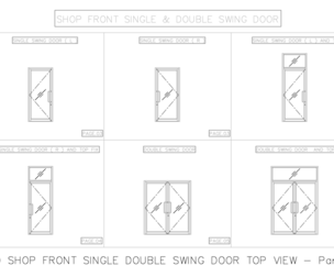 2D SHOP FRONT SINGLE DOUBLE SWING DOOR TOP VIEW