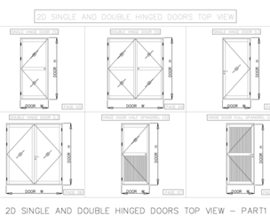 2D SINGLE AND DOUBLE HINGED DOORS TOP VIEW