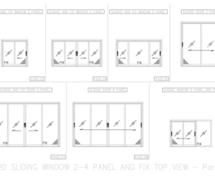 2D SLIDING WINDOW 2-4 PANEL AND FIX TOP VIEW