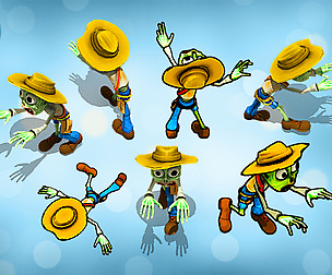 2D Toon Zombie Cowboy