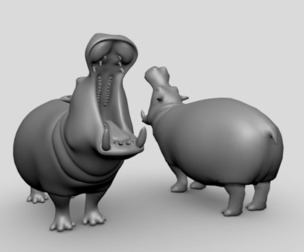 Hippopotamus BaseMesh - Topology + UV Map