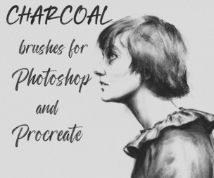 Charcoal brushes pack for Procreate and Photoshop