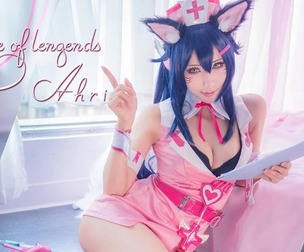League of legends Ahri Sexy Nurse cosplay HaneAme