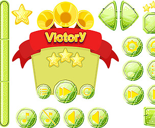 Game GUI green vector set
