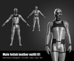 MALE FETISH LEATHER OUTFIT 01 / zprj + obj + fbx