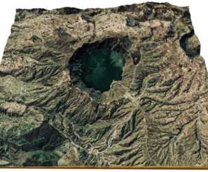 Quilotoa crater lake 3d Terrain model