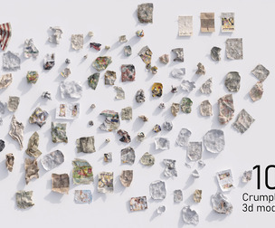 100+ crumpled paper 3d models pack