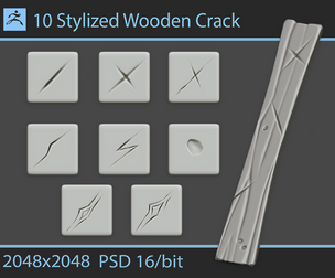 Stylized Wooden Crack Alphas