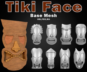 35 Tiki Face Base Mesh (base and high)