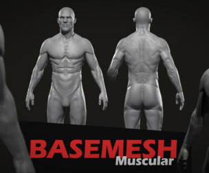 Muscular Male Body Mesh - ZBrush + OBJ