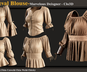 5 Medieval Blouses-Clo3D-fbx-obj