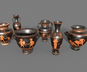 Antique Greek vases Low-poly 3D model