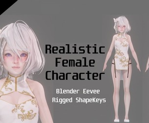 Chinese dress Realistic Female Character - Blender