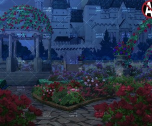 [2D Background] Rose garden_night2 - "Fantasy06"