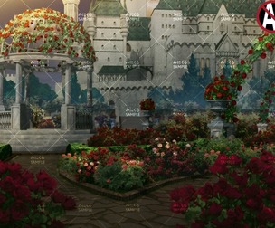 [2D Background] Rose garden_cloudy - "Fantasy06"