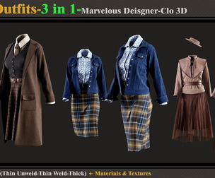 3 in 1 Girls Outfits-Models+Materials
